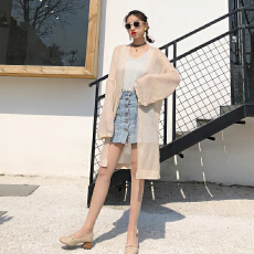 批发实拍春夏装镂空<b class='q'>针织</b><b class='q'>开衫</b>空调衫披肩透气外搭中<b class='q'>长款</b>宽松薄防晒衣女