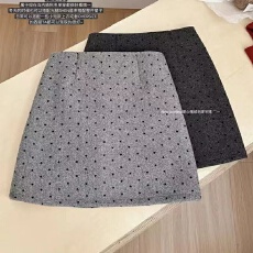 批发原版做法~复古植绒爱心波点毛呢短<b class='q'>裙</b>秋冬季新款高腰<b class='q'>半身裙</b>a<b class='q'>字</b><b class='q'>裙</b>