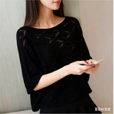 批发2025春夏装新款套头T恤女宽松镂空<b class='q'>针织</b>上衣短袖薄<b class='q'>罩衫</b>