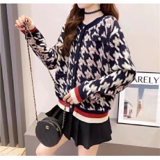 批发韩国东大门毛衣针织<b class='q'>开衫</b>外套女百搭<b class='q'>短款</b>千鸟格外穿ins潮