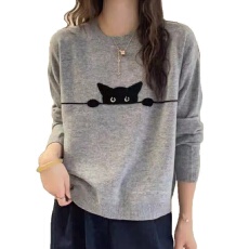 批发小猫品质提花专柜针织衫2025秋装百搭新款大码<b class='q'>女</b>装洋气打底