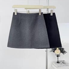 批发巨好看的小个子毛呢拉链黑色包臀<b class='q'>短裙</b>秋冬新款灰色a字<b class='q'>半身裙</b>