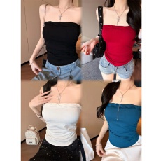 批发显瘦上衣性感抹胸设计修身美背背心性感时尚小众辣妹纯欲风