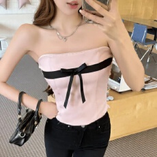 批发小众设计蝴蝶结蝴蝶结抹胸美背纯欲内搭可外穿上衣纯欲风时髦礼服