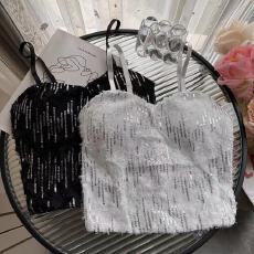 批发纯欲性感流苏亮片吊带背心女春<b class='q'>夏</b>外穿带胸垫抹胸内搭