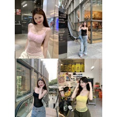 批发美式辣妹蕾丝拼接吊带背心女<b class='q'>夏</b>季纯欲风性感修身显瘦外穿无袖上衣