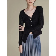 批发NEENJOJO不对称设计感马海毛<b class='q'>开衫</b>毛衣打底新品<b class='q'>针织</b><b class='q'>开衫</b>女