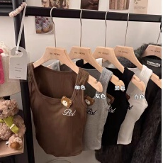批发辣妹性感小熊带胸垫修身纯欲百搭显瘦内搭宽肩带吊带背心