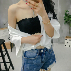 批发实拍<b class='q'>百搭</b>短款打底聚拢少女防滑内衣蕾丝花边裹胸抹胸带胸垫背心女