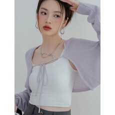 批发法式短款小坎肩冰丝针织防晒开衫女<b class='q'>夏</b>季薄款吊带裙外搭披肩空调衫