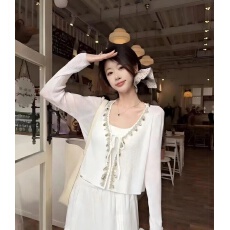 批发温柔风重工V领开衫冰丝防晒衣服<b class='q'>夏</b>季韩系配裙子针织空调衫薄上衣