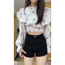 批发夏季复古黑色显瘦牛仔短裤女高腰百搭热裤下半身失踪弹力打底短裤