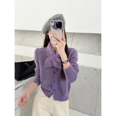 批发2025小个子配围脖<b class='q'>圆领</b>毛衣女2025冬季新款慵懒风宽松<b class='q'>针织</b><b class='q'>开衫</b>上衣