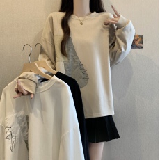 批发2025秋冬新品<b class='q'>大码</b>女装遮肚子慵懒风正肩<b class='q'>打底衫</b>女卫衣长袖上衣