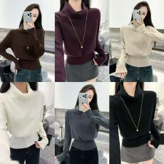 批发纯欲风高领长袖针织毛衣女2025秋<b class='q'>冬</b>新款掐腰设计感修身显瘦