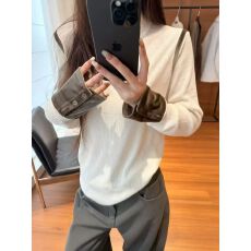 批发简约休闲气质百搭撞色圆领长袖羊绒衫女<b class='q'>秋</b>冬纯色超好看打底衫上衣