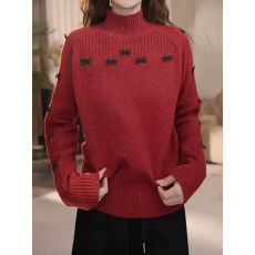 批发红色本命年半高领毛衣女<b class='q'>秋</b>冬2025冬新款蝴蝶结加厚内搭针织衫上衣