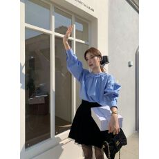 批发十三行 SARA 0609 2026早春韩系纯色休闲双面领设计长袖衬衫女