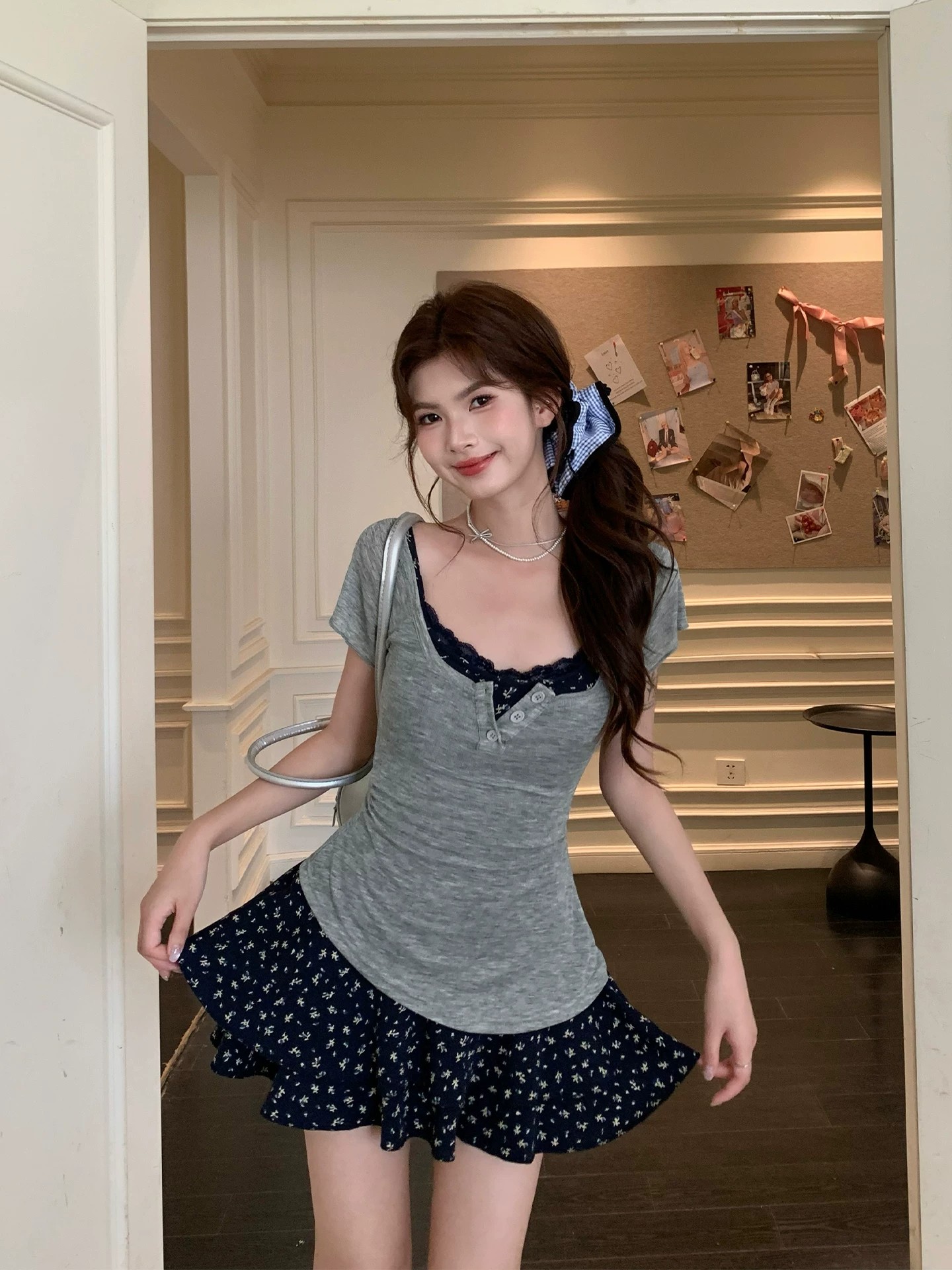 화이트 작은 물고기 오리지널 달콤한 매운맛 덜 여자 칼라 꽃무늬 반팔 여성 드레스 여름 특별 아름다운 꼬집기 허리 작은 치마