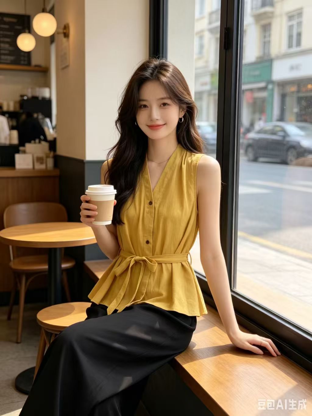 프랑스식 V넥 품격 민소매 셔츠 조끼 여성 여름 빅 사이즈 지방 mm 슬림해 보이는 불규칙 레이스업 허리 수축 맨위