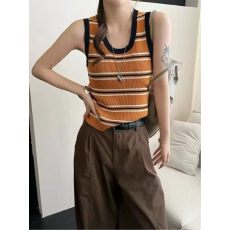 BADX正品撞色条纹无袖针织背心女2026夏季外穿宽肩带短款显瘦上衣