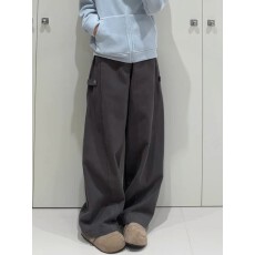 批发斜纹窄版弯刀裤女2026秋季新款阔腿工装裤显瘦灰色裤子