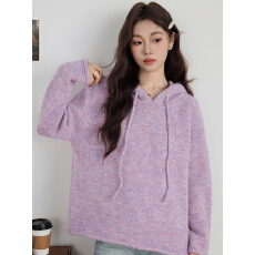 批发实拍2025秋冬百搭加厚保暖宽松针织套头连帽上衣<b class='q'>毛衣</b>