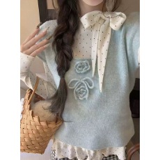 批发THETURE兔耳内搭打底衫半高领秋冬上衣<b class='q'>百搭</b>修身女长袖T恤波点新款