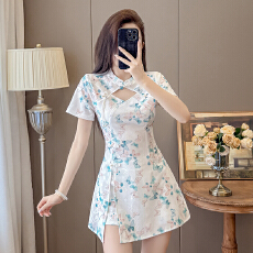 批发实拍新中式改良旗袍新款温柔年轻款气质高端少女连衣裙套装