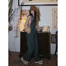 批发韩版气质水洗牛仔<b class='q'>阔</b><b class='q'>腿</b>吊带<b class='q'>连体裤女</b>秋冬新款显瘦百搭拖地背带裤女