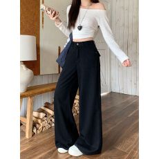 批发黑色高腰<b class='q'>牛仔裤</b>女春夏款宽松韩版大码显瘦学生直筒阔腿拖地潮长裤