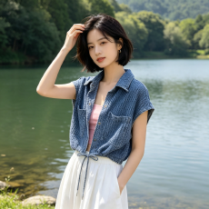 批发短款小香风牛仔马甲女夏新款高级感宽松<b class='q'>百搭</b>抽绳收腰马夹外套潮