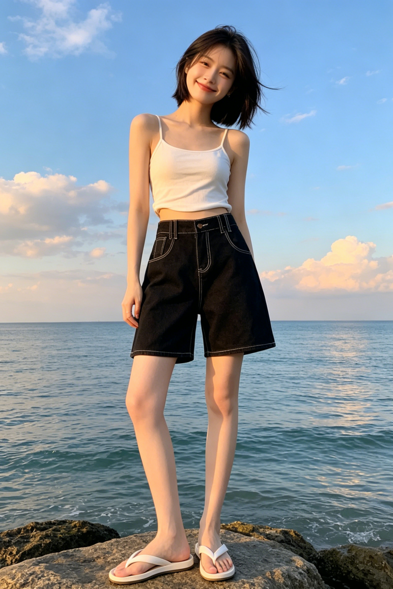 아메리칸 레트로 검정색 5 점 데님 반바지 여성 여름 2026 새로운 작은 키 하이웨이스트 다용도 넓은 다리 바지