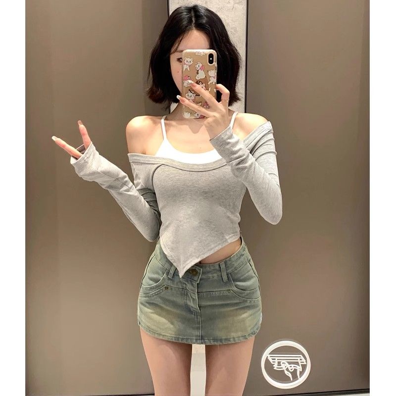 데님 반신 스커트 여성 여름 2026 새로운 레트로 핫걸 디자인 센스 하이웨이스트 한 마디 반바지 노출 방지 타이트 스커트