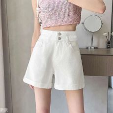 批发超高腰<b class='q'>牛仔</b><b class='q'>短裤</b>女夏新款黑色设计感<b class='q'>卷</b><b class='q'>边</b>显瘦宽松a字阔腿热裤外穿