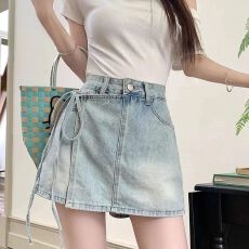批发假两件辣妹牛仔短裤女2026夏季<b class='q'>高腰</b>裙裤显瘦防走光包臀半身裙