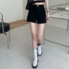 批发夏季黑色<b class='q'>短裤</b>女辣妹小个子弹力高腰包臀外穿显瘦牛仔<b class='q'>热裤</b>子ins潮