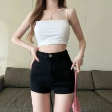 批发辣妹牛仔<b class='q'>短裤</b>女ins夏季2026新款高腰显瘦黑裤子紧身微弹包臀<b class='q'>热裤</b>