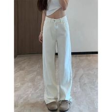 批发白色<b class='q'>高腰</b>阔腿牛仔裤女2026年夏季新款高级感高端宽松直筒垂感裤子