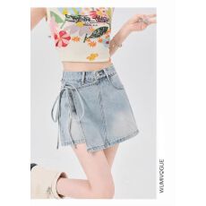 批发设计感百搭不规则牛仔<b class='q'>短</b>裤女2026夏季新款修身显瘦包臀半身裙裤
