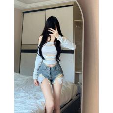 批发复古蓝流苏毛边破洞<b class='q'>牛仔</b><b class='q'>短裤</b><b class='q'>女</b>夏新款辣妹低腰水洗做旧阔腿热裤子