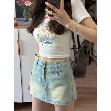 批发裙裤女夏小个子高腰遮胯短裤大码胖mm牛仔短裙梨型身材a字半身裙
