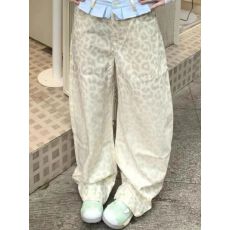 批发2026<b class='q'>欧美</b>复古水洗豹纹休闲<b class='q'>裤</b>子女秋季新款辣妹自带小裙摆的拖地<b class='q'>裤</b>