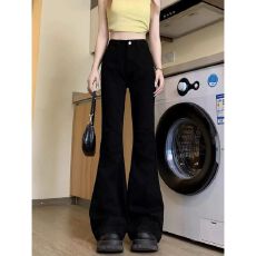 批发2026秋季新款美式微喇<b class='q'>牛仔裤</b>女高腰显瘦设计感小众<b class='q'>弹力</b>窄版微喇裤
