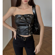 批发度假风辣妹露背短款挂脖背心女夏季泳衣高腰半身裙高级三件套度假