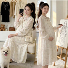 批发孕妇春夏季宽松时尚潮妈短袖法式显瘦<b class='q'>连衣裙</b>气质裙