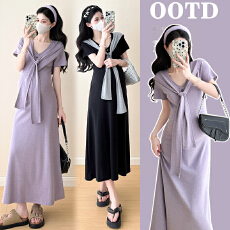 批发实拍孕妇夏季韩版时尚气质中长款针织披肩<b class='q'>连衣裙</b>套装