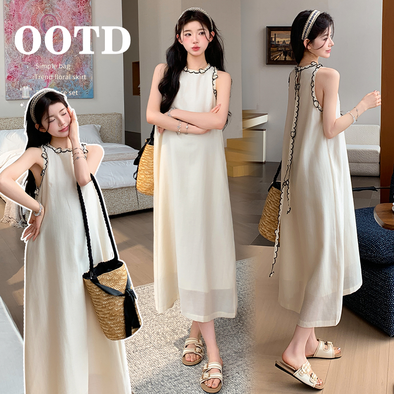 임산부 프랑스식 주간 실크 식초 섬유 루즈핏 슬림해 보이는 느긋한 품격 익스트림 제인 바람 3 차원 꽃 베스트 치마 스트레이트 치마