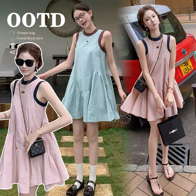 지금 임산부 여름 드레스 드레스 외국 가스 착용 가져 가라. 품격 확실하지 않음 임신 한 자수 연령 감소 꽃밭 조끼 스커트