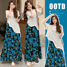 批发现 2026新款<b class='q'>孕妇装</b>春夏装温柔系法式印花吊带裙蕾丝上衣两件套